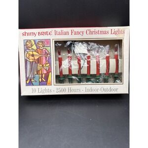 SHINY BRITE ITALIAN FANCY CHRISTMAS LIGHTS 10 LIGHTS RED ALL WORKING